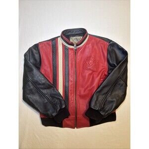 Vtg Saxon Ford Mustang 40th Anniversary Sz L Varsity Bomber Jacket Leather Rare